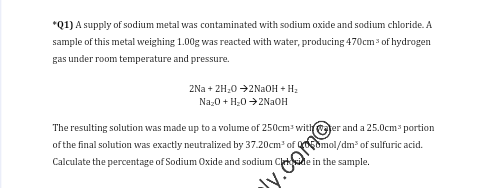 Question image for Find the mass percentage of na2O in sample of na
